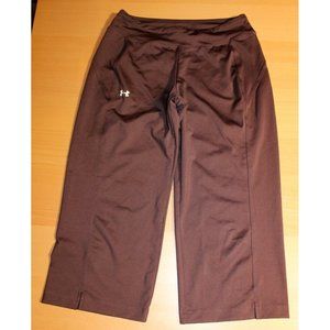 Womens Under Armour UA Crop Capri Pants Small Brown Back Zip Pocket Activewear